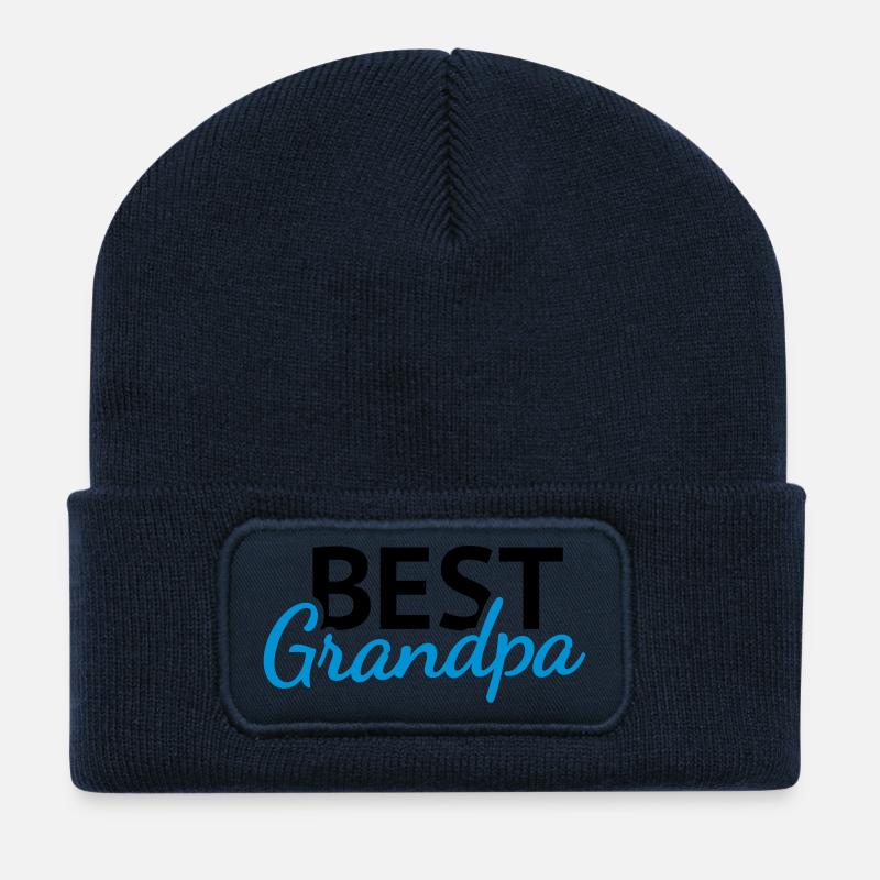 Best Grandpa - Beanie recyclé à patch - bleu marine