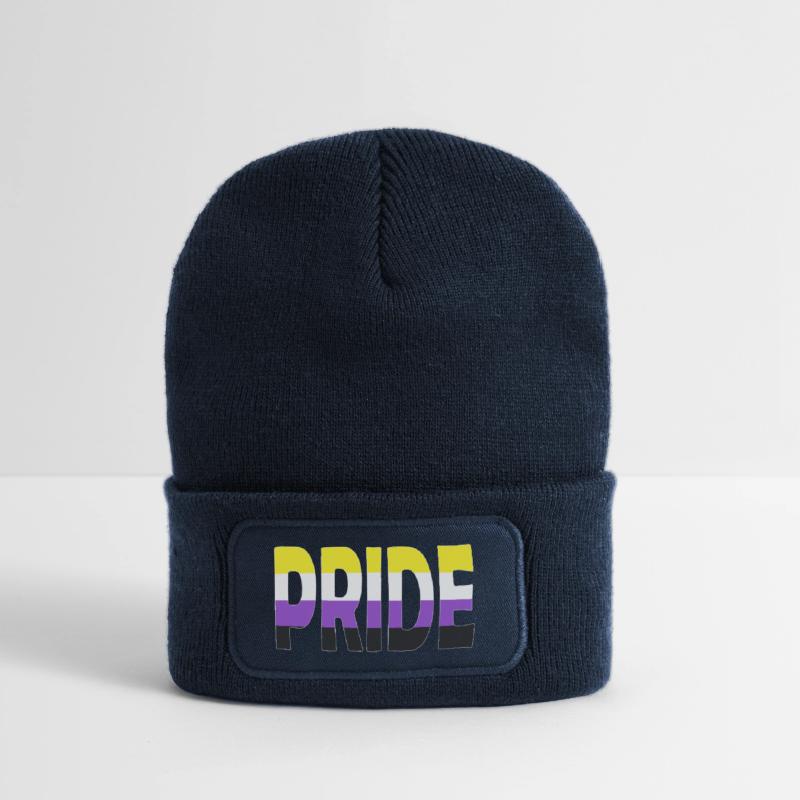 Pride lettering Non-Binary Non-Binary LGBTQ Recycled Patch Beanie