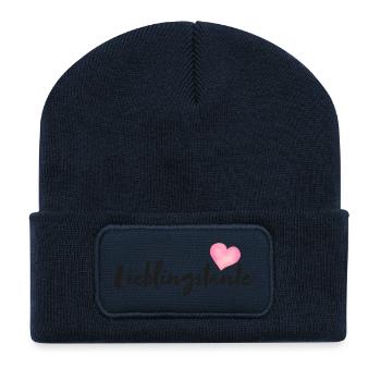 Lieblingstante Tante Herz - Recycelte Patch Beanie - French Navy - Vorne
