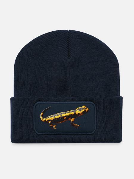lurch, amphibie, Feuersalamander, tiermotive mann - Recycelte Patch Beanie - French Navy
