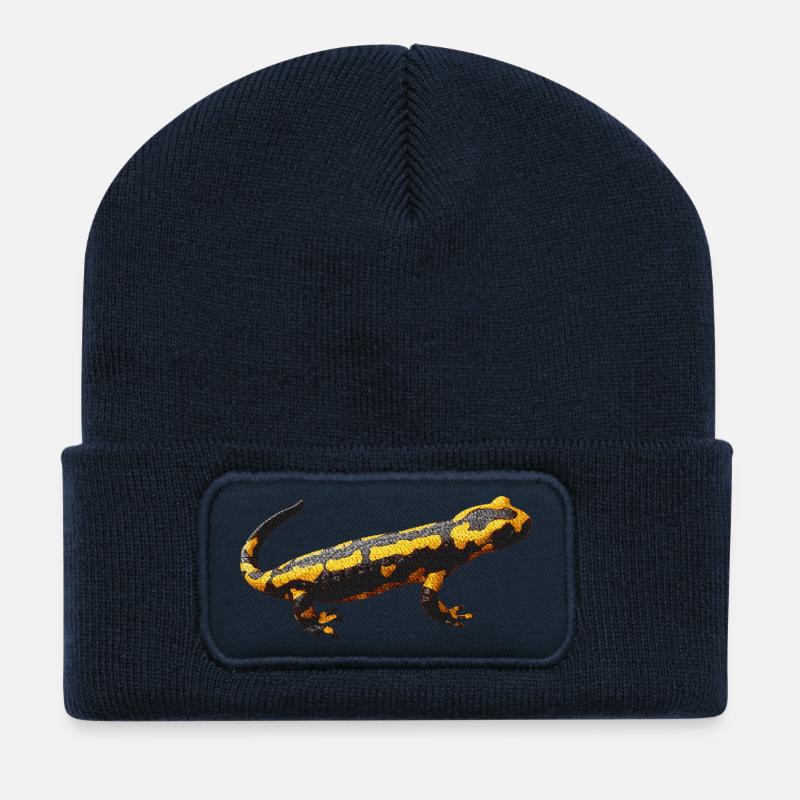 lurch, amphibie, Feuersalamander, tiermotive mann - Recycelte Patch Beanie - French Navy