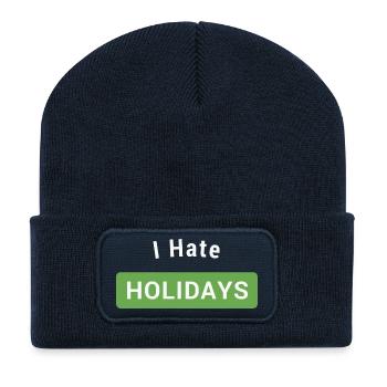 Ich hasse Feiertage - Recycelte Patch Beanie - French Navy - Vorne