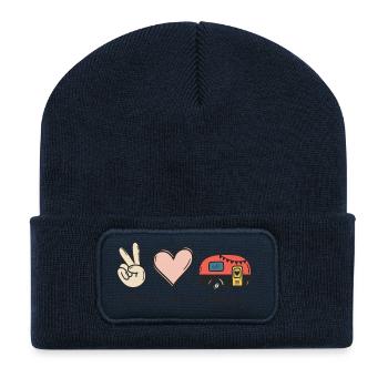 Peace Love Camping - Recycled Patch Beanie - french navy - Front