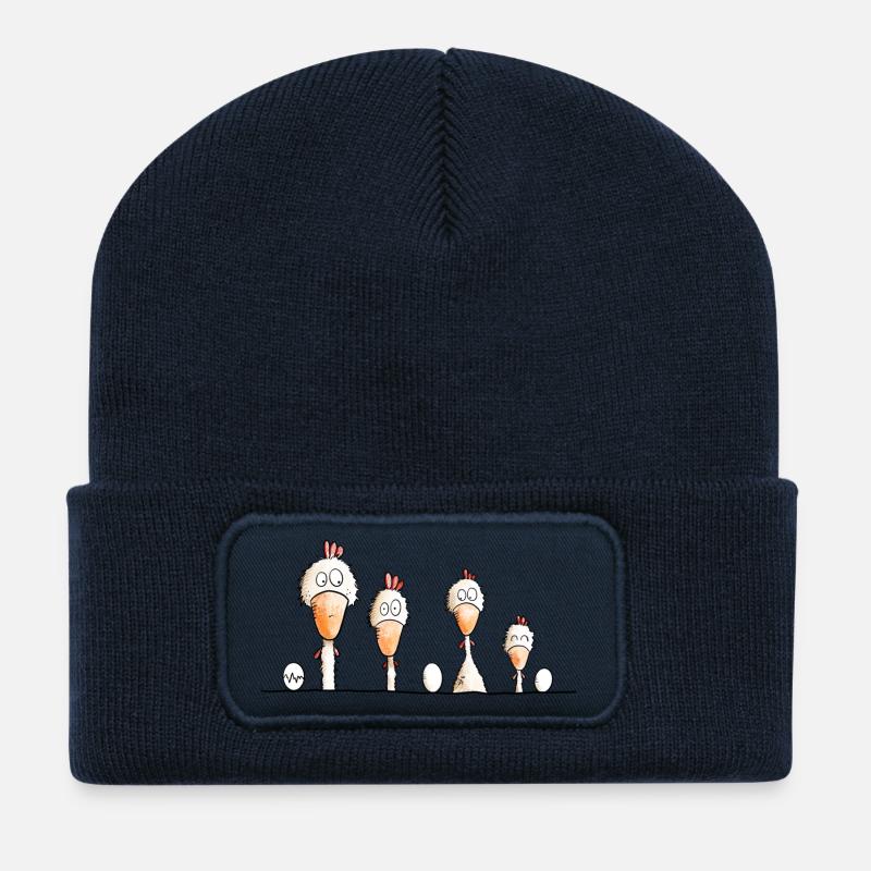 Happy Hühner - Recycelte Patch Beanie - French Navy