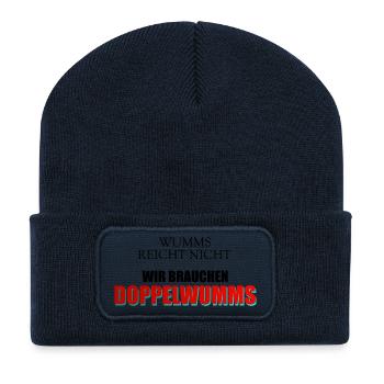 Wumms, Doppelwumms, Scholz, Politik, Sprüche - Recycelte Patch Beanie - French Navy - Vorne