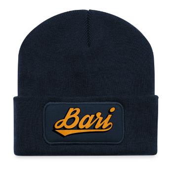 Bari Script: Orange Retro Logo - Recycled Patch Beanie - french navy - Front