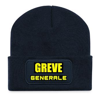 Grève générale - Beanie recyclé à patch - bleu marine - Devant