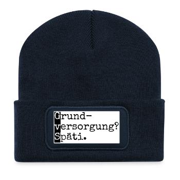 Grundversorgung? Späti. GvS - Berlin mit Humor - Recycelte Patch Beanie - French Navy - Vorne