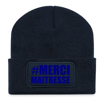 MAÎTRESSE. MERCI. MERCI MAÎTRESSE - Beanie recyclé à patch - bleu marine - Devant