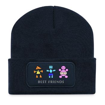 Best Friends Trio Geometric Toys - Recycled Patch Beanie - french navy - Front