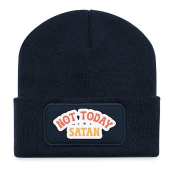 Not today, Satan - Recycled Patch Beanie - french navy - Front