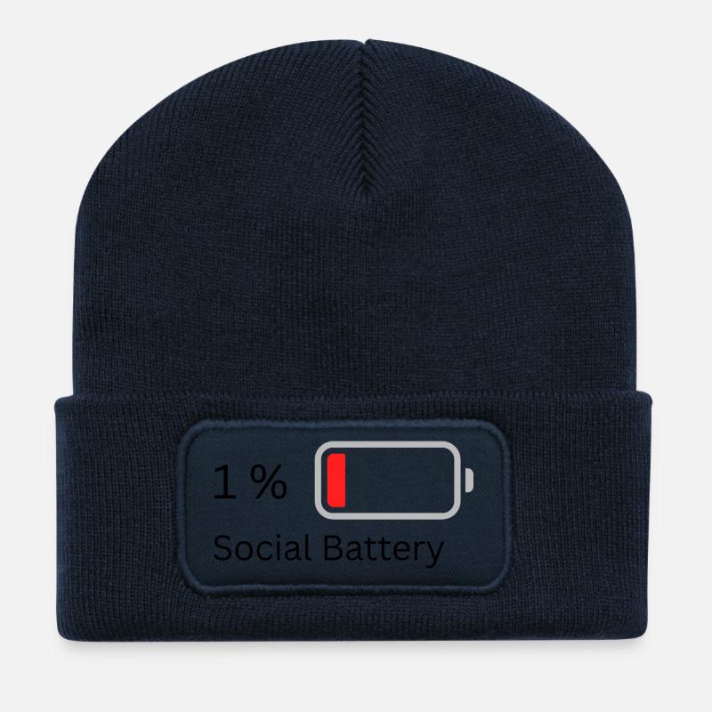 Social Battery 1 helles Shirt - Recycelte Patch Beanie - French Navy