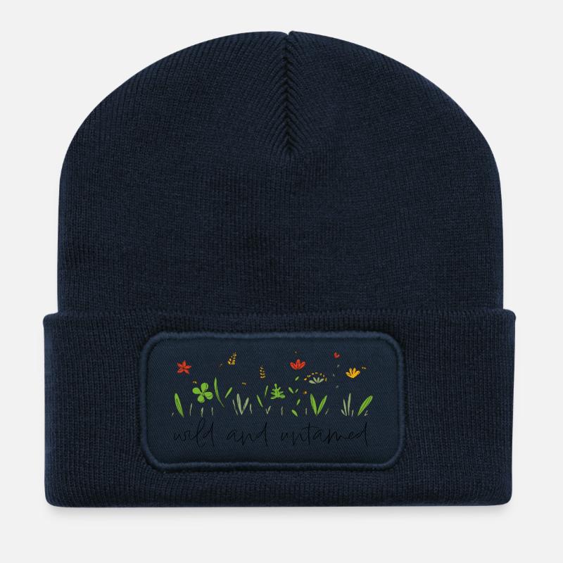 wild and untamed - Wiesenblumen, Freiheit - Recycelte Patch Beanie - French Navy