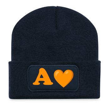 Illustration de coeur doux pour vêtements unisexes - Beanie recyclé à patch - bleu marine - Devant
