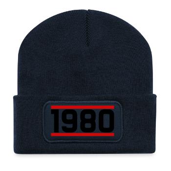 Old school 1980 - Beanie recyclé à patch - bleu marine - Devant