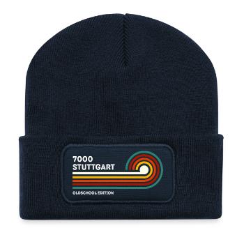 Stuttgart Retro Shirt 7000 Zip Code 80s - Recycled Patch Beanie - french navy - Front