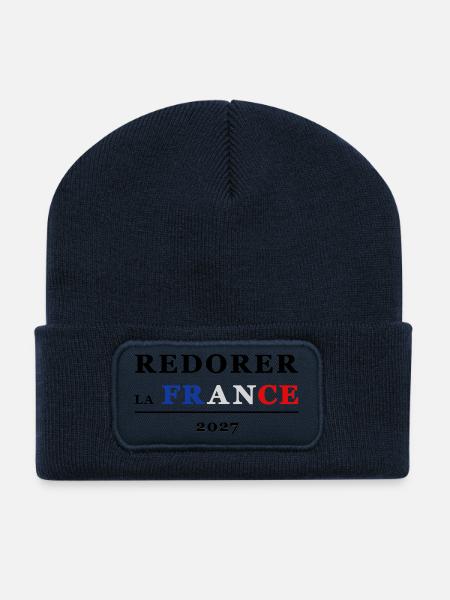 REDORER LA FRANCE 1 - Beanie recyclé à patch - bleu marine