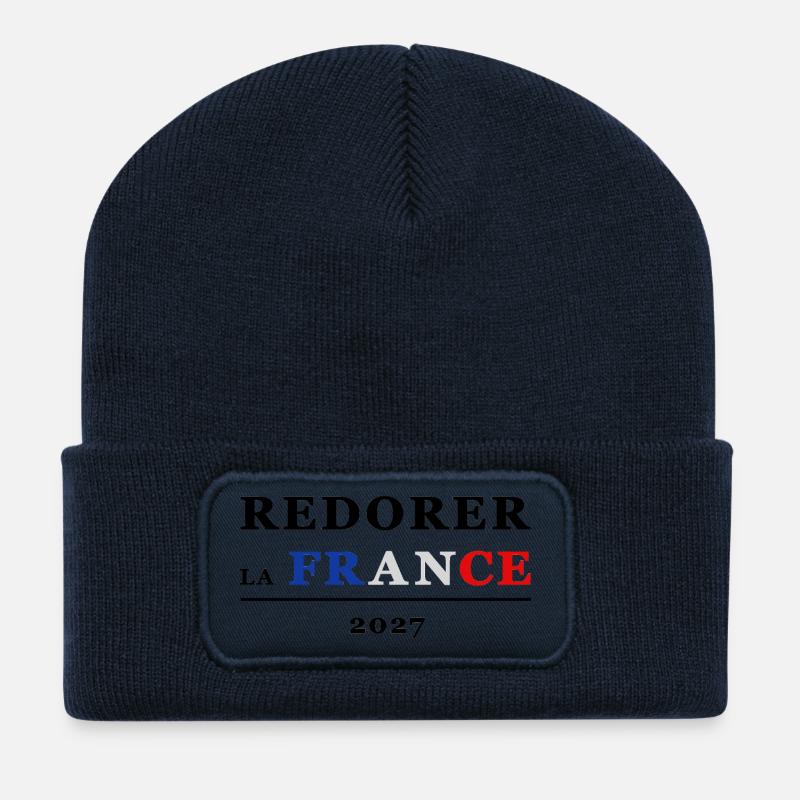 FRANKREICH WIEDERHERSTELLEN 1 - Recycelte Patch Beanie - French Navy