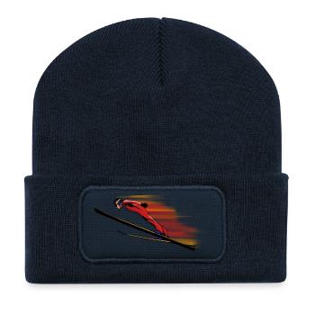 Saut à ski jumper - Beanie recyclé à patch - bleu marine - Devant