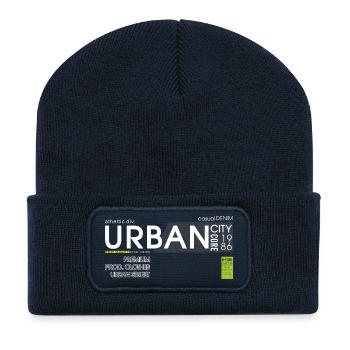 Urban City 1986 graphic text - Recycled Patch Beanie - french navy - Front