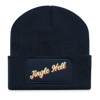 Jingle Hell Conception de Noël - Beanie recyclé à patch - bleu marine - Devant