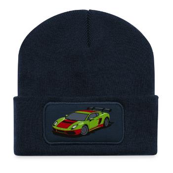 Neon Lime Sportscar Burst - Beanie recyclé à patch - bleu marine - Devant