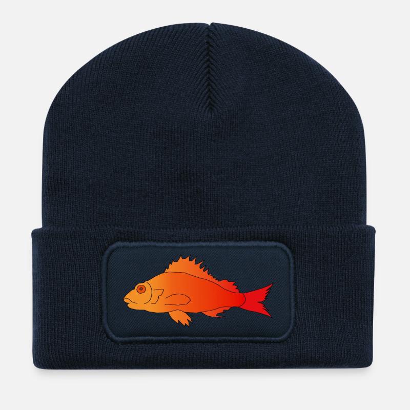 Fisch mit Zackenflosse - Recycelte Patch Beanie - French Navy