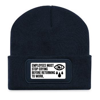 Die Mitarbeiter müssen aufhören zu weinen, bevor sie zur Arbeit zurückkehren - Recycelte Patch Beanie - French Navy - Vorne
