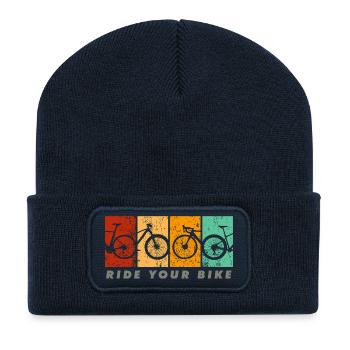 Roulez à vélo – Design rétro classique - Beanie recyclé à patch - bleu marine - Devant