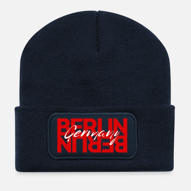 Berlin lettering overlay - Recycled Patch Beanie - french navy