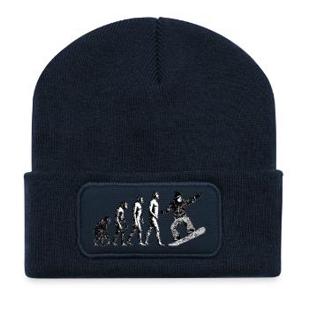 Evolution zum Snowboarder Grunge Design - Recycelte Patch Beanie - French Navy - Vorne