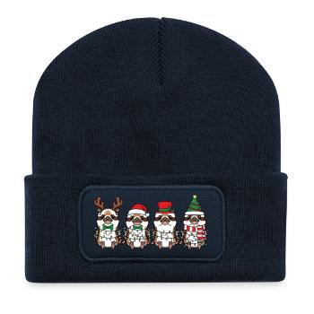 Lachender Hans Weihnachtsmann - Recycelte Patch Beanie - French Navy - Vorne