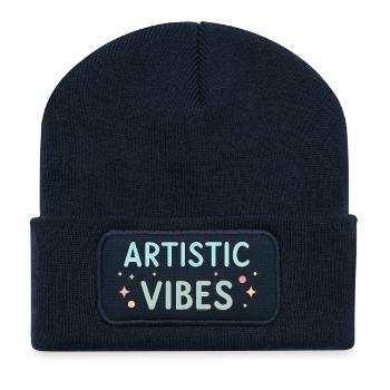 Pastel Artistic Vibes - Recycled Patch Beanie - french navy - Front