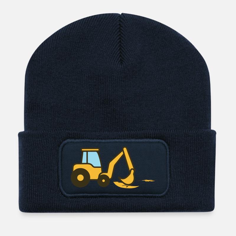 Cartoon-Bagger im Sand - Recycelte Patch Beanie - French Navy