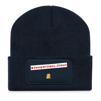 #fansparisiens_climat  - Beanie recyclé à patch - bleu marine - Devant