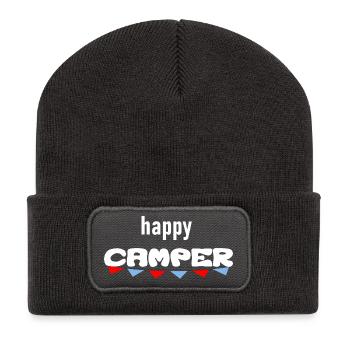 Un campeur heureux sur la route - Beanie recyclé à patch - charbon - Devant