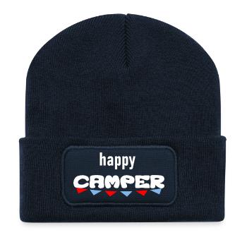 Un campeur heureux sur la route - Beanie recyclé à patch - bleu marine - Devant