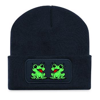 Toad couple frog - Recycled Patch Beanie - french navy - Front