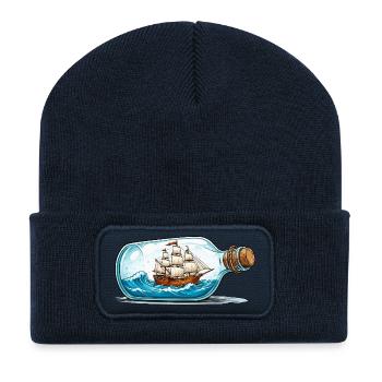 Ship model in bottle - Recycled Patch Beanie - french navy - Front