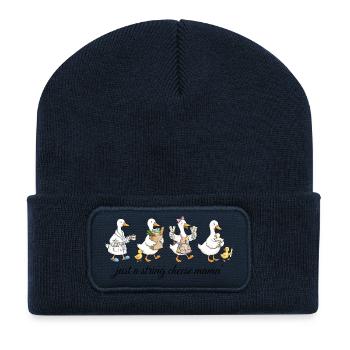 Chemise drôle Mama Goose – Cadeau de maman au fromage en ficelle - Beanie recyclé à patch - bleu marine - Devant