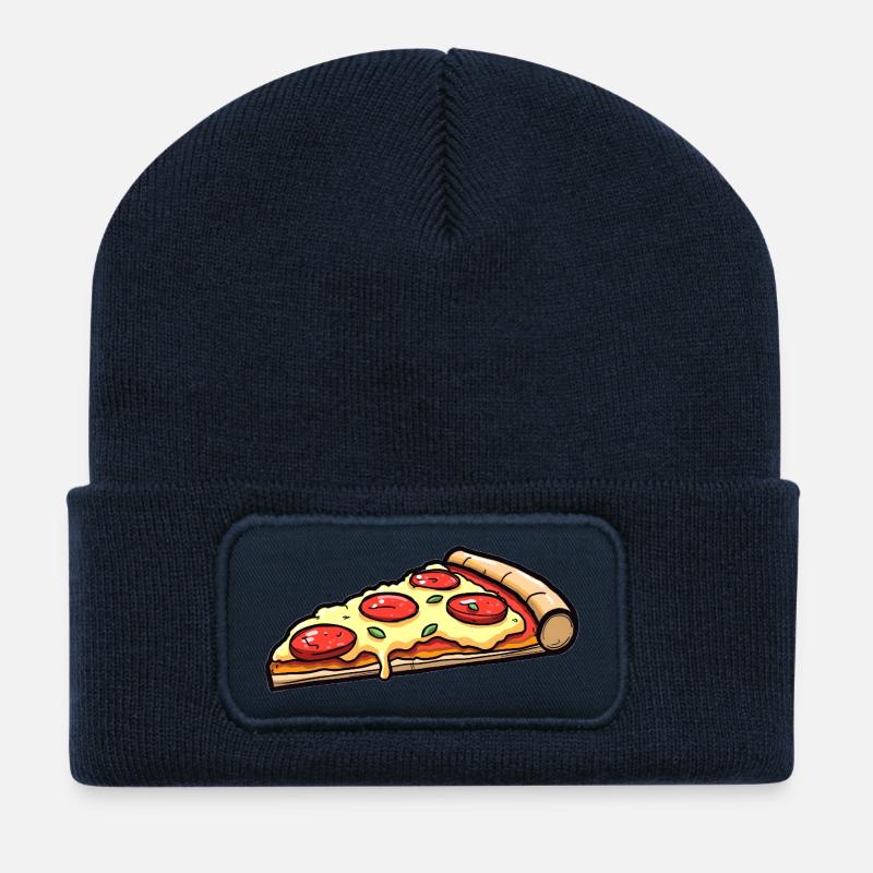 Pizza - Beanie recyclé à patch - bleu marine