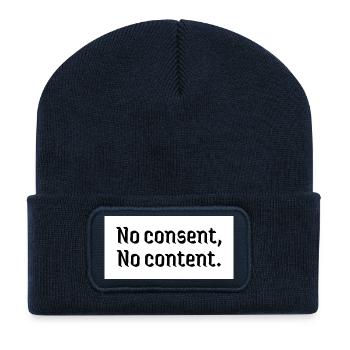 No consent, no content. Gegen Gewalt gegen Frauen - Recycelte Patch Beanie - French Navy - Vorne