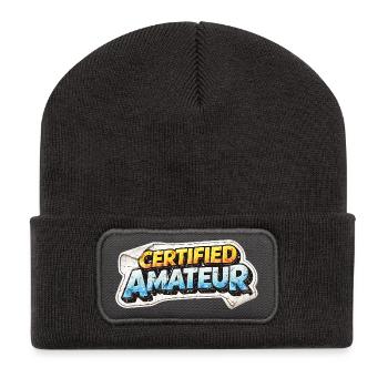 T-shirt autocollant amateur certifié - Beanie recyclé à patch - charbon - Devant