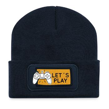 Let's Play Gaming Controller-Grafik - Recycelte Patch Beanie - French Navy - Vorne