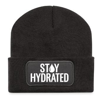Stay Hydrated Slogan - Running & Sport Quote - Recycled Patch Beanie - dark grey - Front