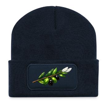 Olive branch with green and black olives - Recycled Patch Beanie - french navy - Front