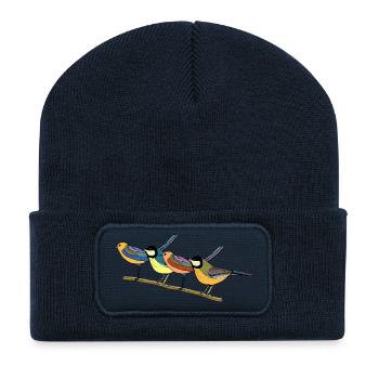 Bunte Vögel - Recycelte Patch Beanie - French Navy - Vorne