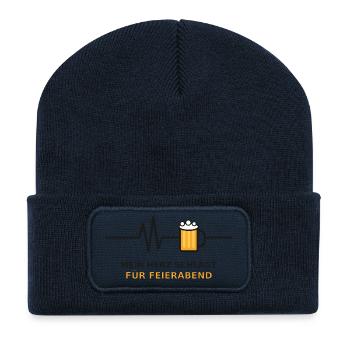 Bière Heartbeat Après le travail - Beanie recyclé à patch - bleu marine - Devant