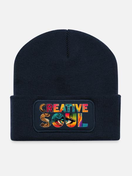 Creative Soul Colorful Artist Saying - Recycled Patch Beanie - french navy