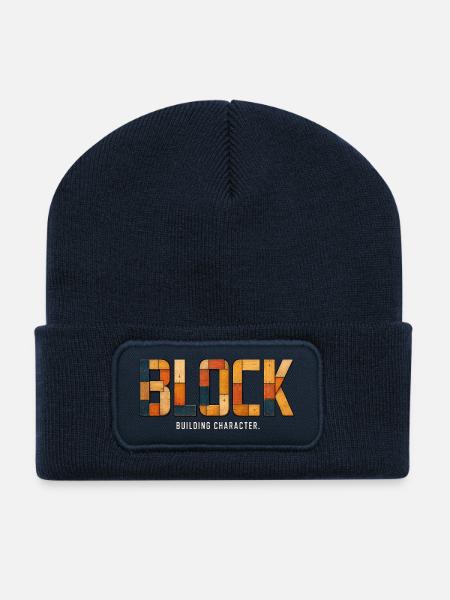BLOCK – Charakterbau | Holzes Wortspiel - Recycelte Patch Beanie - French Navy